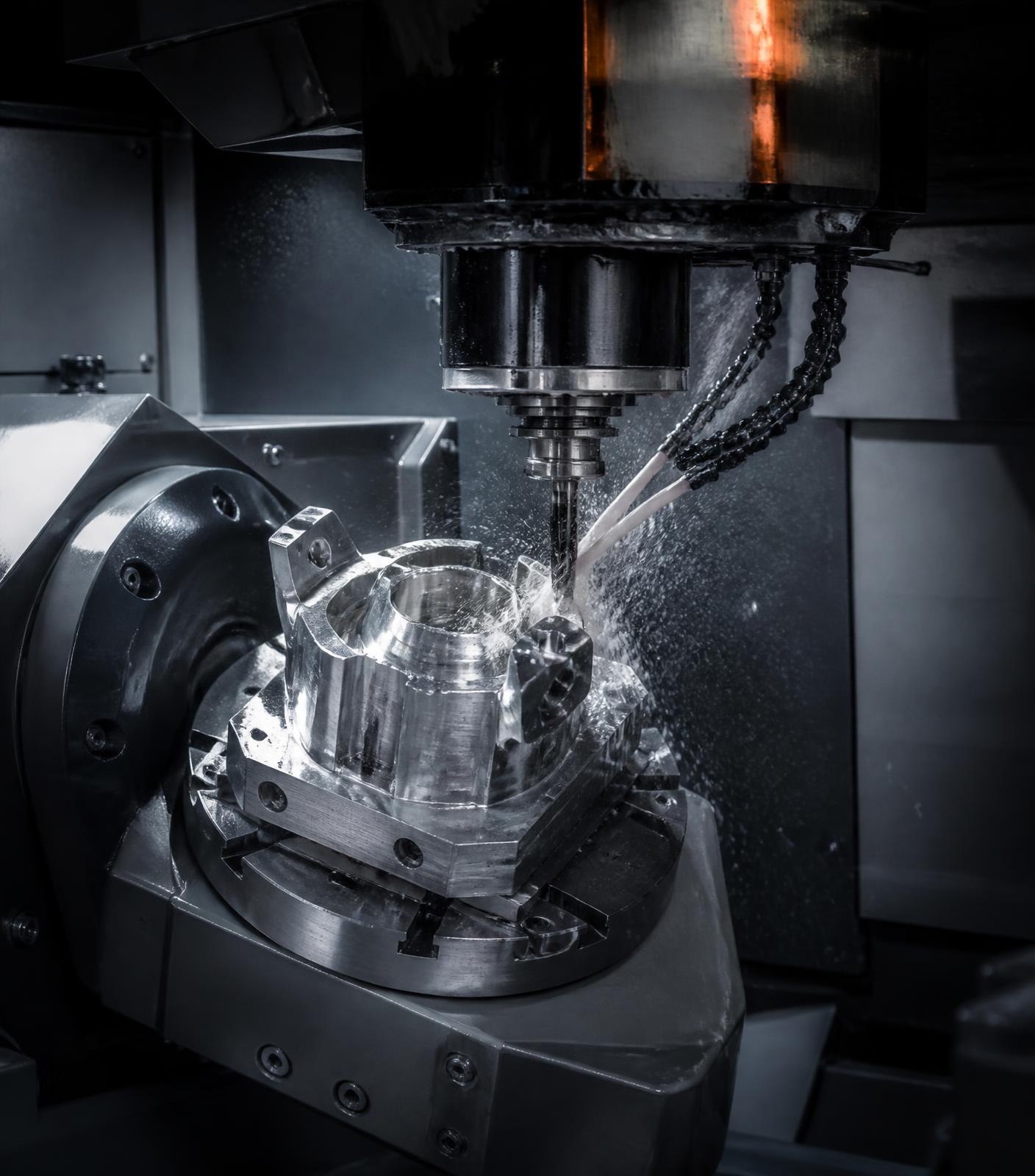 5-osna CNC-obdelava aluminijastega obdelovanca na rezkalnem stroju
